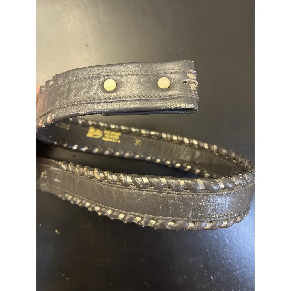 Justin Vintage Top Grain Cowhide Western Grey Silver Whipstitch Belt Mens 30 USA
